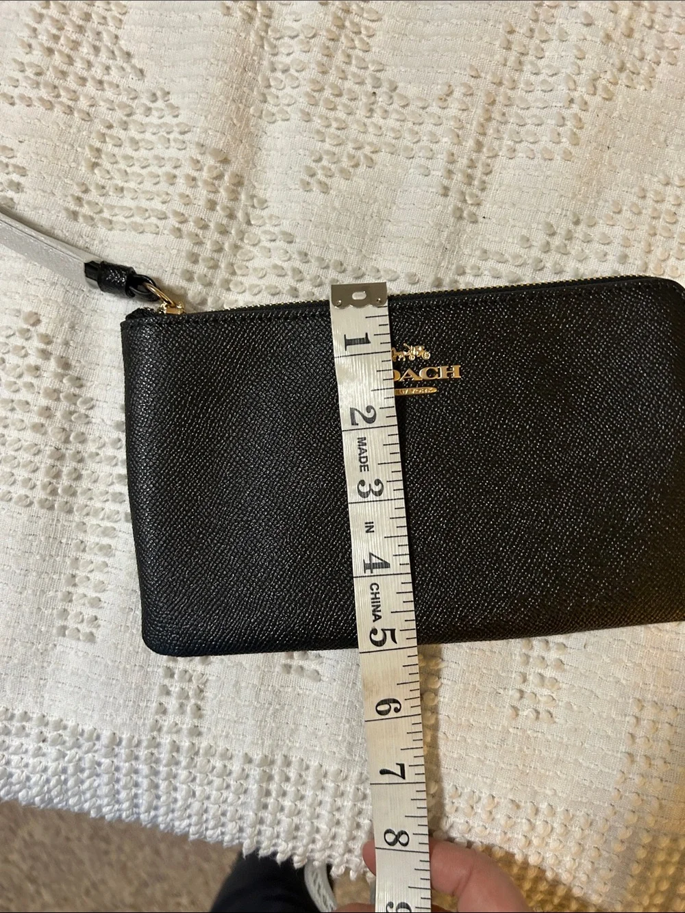 NWT Coach Black Leather Zip Wristlet with Gold Logo - Picture 6 of 6
